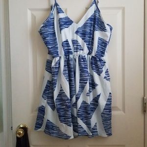 Blue and White Spaghetti Strap Romper